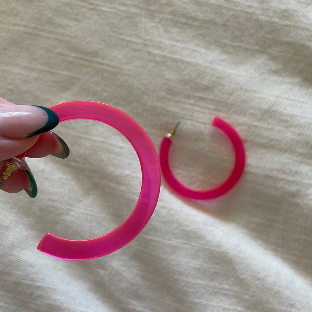 ceramic pink hoop earrings